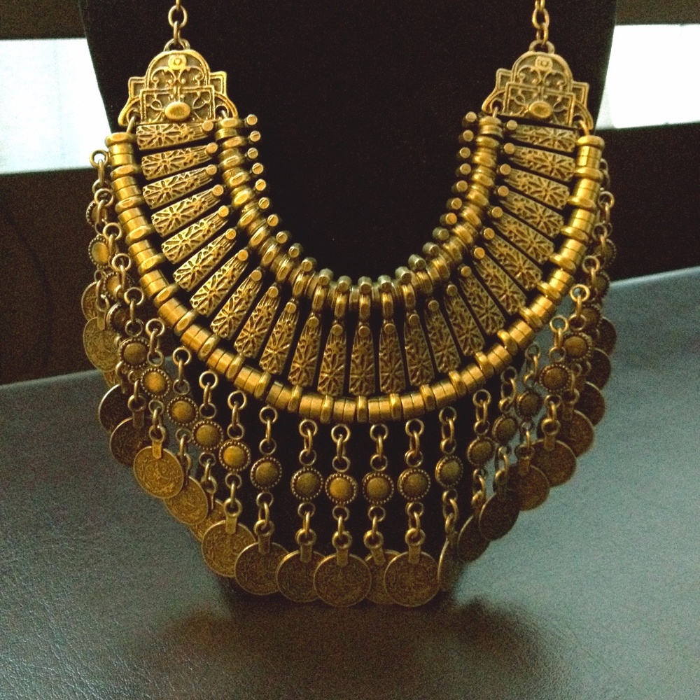 Copper Coin Tribal Statement Necklace